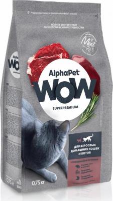WOW SUPERPREMIUM 350 гр сухой корм для взрослых домашних кошек и котов c говядиной и печенью – фото 7
