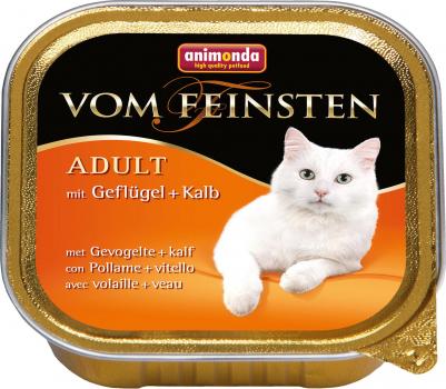 Корм для кошек Vom Feinsten Adult домашняя птица, телятина конс. 100г – фото 2
