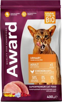 Urinary сухой корм для взрослых кошек, для профилактики мочекаменной болезни, с курицей, клюквой, цикорием и рыбьим жиром - 1,5 кг