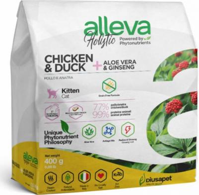 Корм сухой ALLEVA HOLISTIC CAT Kitten Chicken & Duck для котят с курицей и уткой, алое вера и женьшенем 1,5 кг 2738 – фото 2