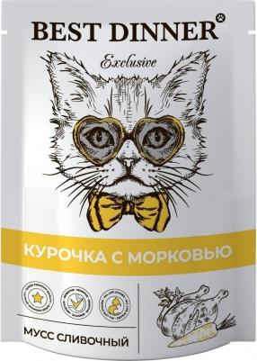 Корм для котят Exclusive Мусс сливочный Курочка с морковью с 1 месяца, 85 г