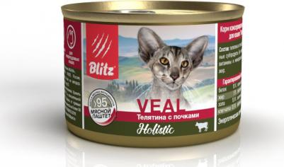 Корм влажный полнорационный Телятина с почками мясной паштет для кошек 200 г – фото 2