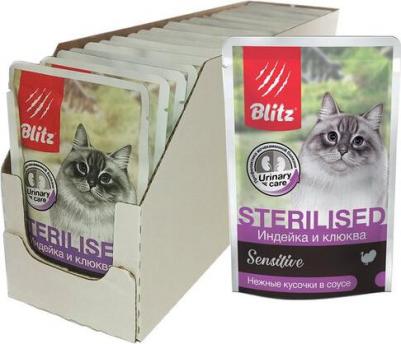 Влажный корм для кошек Sterilised Sensitive, индейка с клюквой, 24шт по 85г – фото 3