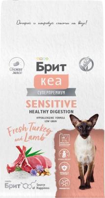 Kea Sensitive Сухой корм для взрослых кошек с чувствительным пищеварением, с индейкой и ягненком, 400 гр