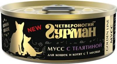 Golden line влажный корм для кошек, мусс с телятиной (100 гр) – фото 2