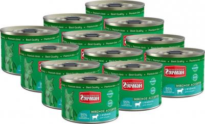 Консервы для кошек Мясное ассорти, ягненок, 190г