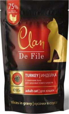 Влажный корм для кошек De File Индейка, креветки и семена льна, 14 шт по 85 г