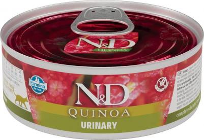 CAT N&D QUINOA URINARY беззерновые для взрослых кошек при мочекаменной болезни с уткой и киноа