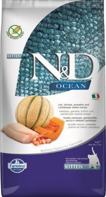 Корм сухой OCEAN для котят треска, креветка, тыква, дыня 5 кг