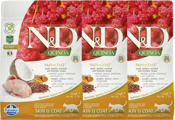 N&D cat беззерновой перепел и киноа для здоровья кожи и шерсти 300 г х 3 шт – фото 1