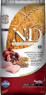 Сухой корм N&D Adult Cat LG Chicken & Pomegranate низкозерновой с курицей и гранатом для кошек 10кг