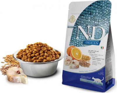 Сухой корм N&D Adult Cat Ocean Codfish, Spelt, Oats & Orange c треской, спельтой, овсом и апельсином для взрослых кошек 1,5кг – фото 9