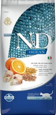Сухой корм N&D Adult Cat Ocean Codfish, Spelt, Oats & Orange c треской, спельтой, овсом и апельсином для взрослых кошек 5кг – фото 6