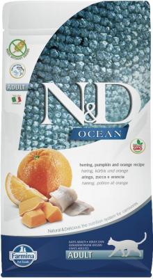 Сухой корм N&D Adult Cat Ocean Herring, Pumpkin & Orange c сельдью, тыквой и апельсином для взрослых кошек 300г – фото 2