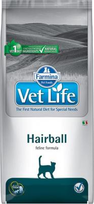 Сухой корм Vet Life Hairball Feline диета для выведения шерсти из желудка для кошек 2кг