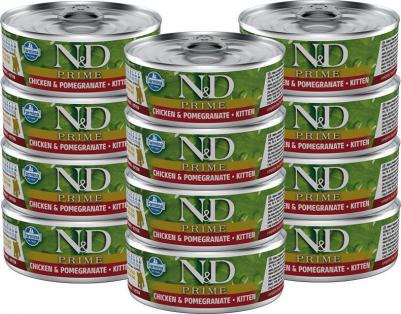 Влажный корм для котят N & D Prime Chicken & Pomegr Kitten с курицей и гранатом 0,08 кг – фото 6
