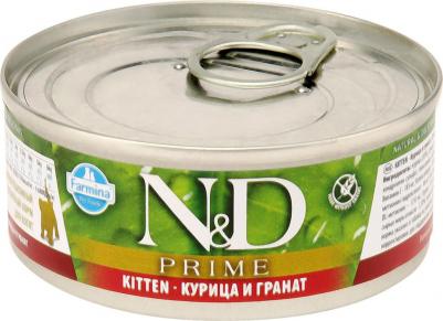 Влажный корм для котят N & D Prime Chicken & Pomegr Kitten с курицей и гранатом 0,08 кг – фото 7