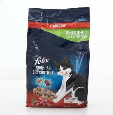 Двойная Вкуснятина корм для взрослых кошек всех пород, мясо (3 кг) – фото 3