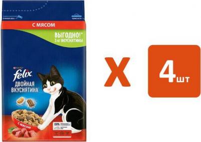 Двойная Вкуснятина корм для взрослых кошек всех пород, мясо (3 кг) – фото 6