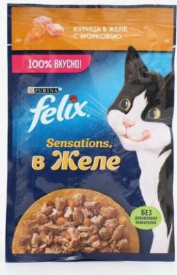 Sensations влажный корм для взрослых кошек всех пород, курица в желе с морковью – фото 13