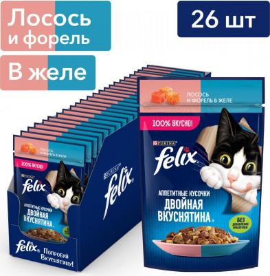 Влажный корм Аппетитные кусочки с лососем и форелью для кошек 75 г – фото 1