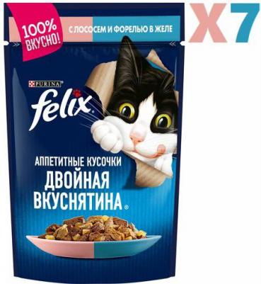 Влажный корм Аппетитные кусочки с лососем и форелью для кошек 75 г – фото 7
