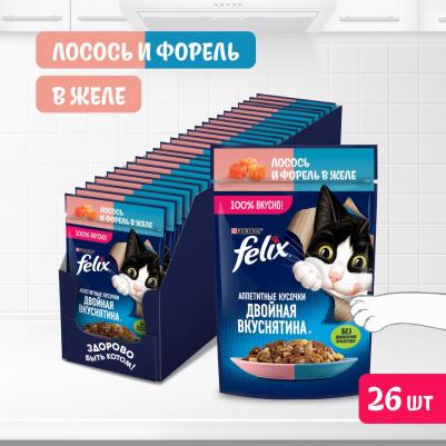 Влажный корм Аппетитные кусочки с лососем и форелью для кошек 75 г – фото 18