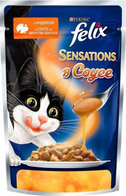 Влажный корм для кошек Sensations, с индейкой в соусе со вкусом бекона, 26шт по 75г – фото 9