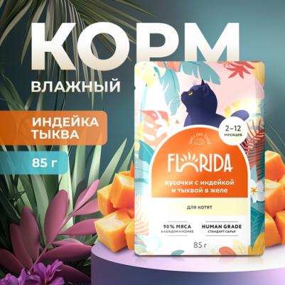 паучи для котят: кусочки с индейкой и тыквой в желе 0,085 кг