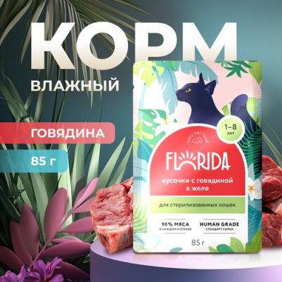 паучи для стерилизованных кошек: кусочки с говядиной в желе 0,085 кг – фото 2