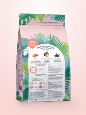 Сухой корм взрослых стерилизованных кошек с лососем и черникой, 800 гр – фото 13