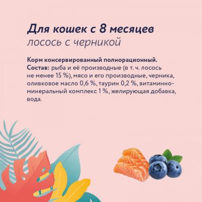 Влажный корм с лососем и черникой для кошек 100 г – фото 6