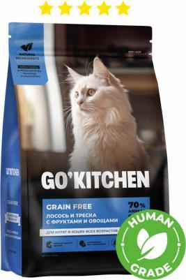 беззерновой корм для котят и кошек всех возрастов с лососем, треской, фруктами и овощами, GRAIN FREE Salmon&CodFish, 1,36 кг – фото 4