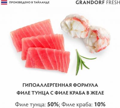 Корм для кошек Филе тунца с филе краба в желе банка 70г – фото 8