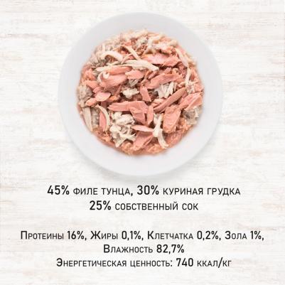 Влажный корм для кошек Филе тунца с куриной грудкой 0,07 кг – фото 10