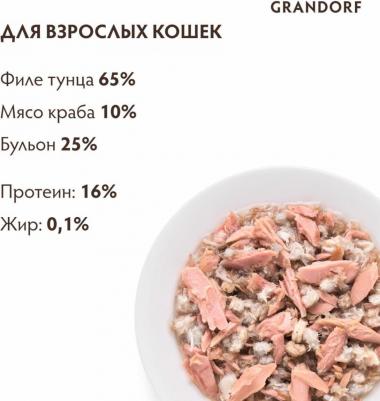 влажный корм для взрослых кошек всех пород, филе тунца с мясом краба – фото 8