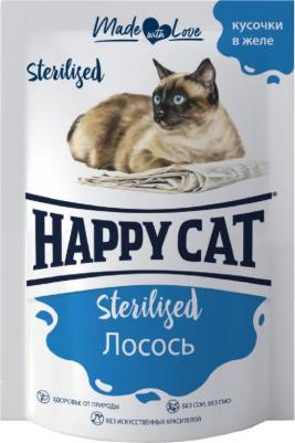 Паучи для стерилизованных кошек лосось кусочки в желе - 0,085 кг х 24шт