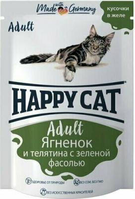 Влажный корм для кошек Adult Ягненок и телятина с зеленой фасолью в желе 100г