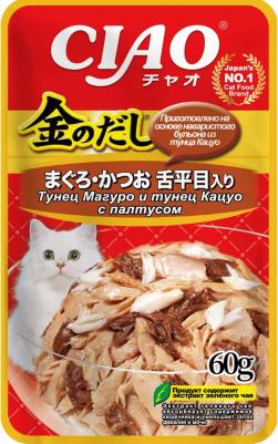 Корм для кошек Киннодаси в желе Микс тунцов, палтус пауч 60г