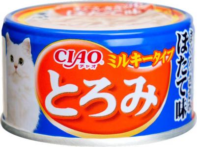 Влажный корм для кошек, тунец магуро, куриное филе со вкусомморского гребешка в овсяном молоке, 80 гр