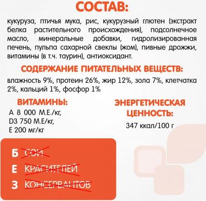 Сухой корм НМ Ежедневный рацион с цыпленком и рисом для взрослых кошек 15кг – фото 2