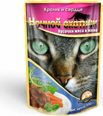 пауч для кошек (кусочки в желе) (Кролик и сердце, 100 г.) – фото 4