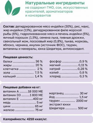 сухой корм сухой корм для котят с индейкой, фруктами и овощами, Kitten Turkey, 1,5кг – фото 7