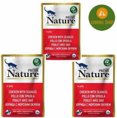 Корм влажный Nature для кошек, курица с морским окунем, в желе, пауч, 100 г – фото 3