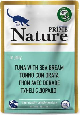 Nature влажный корм для кошек, с тунцом и дорадо, кусочки желе, в паучах - 100 г повседневный супер премиум для взрослых с тунцом для всех пород