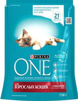 Корм для взрослых кошек ONEADULT с говядиной 750 гр