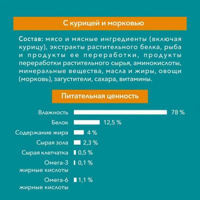 Влажный корм для кошек с чувствительным пищеварением, курица с морковью, 75гр – фото 19