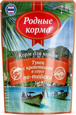 Влажный корм для кошек Заморские Тунец с креветками в соусе по-тайски 70г – фото 1