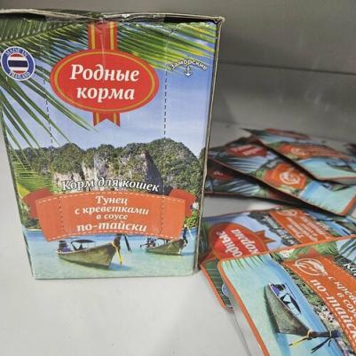 Влажный корм для кошек Заморские Тунец с креветками в соусе по-тайски 70г – фото 2
