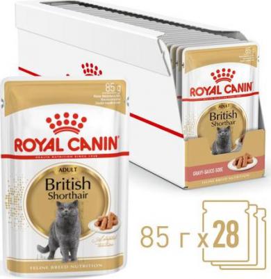 British Shorthair Adult полнорационный влажный корм для взрослых кошек породы британская короткошерстная, кусочки в соусе, в паучах - 85 г – фото 16